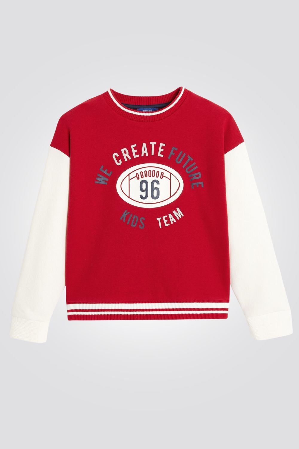 OKAIDI - סווטשירט ילדים במראה פוטבול אדום עם שרוול לבן - MASHBIR//365