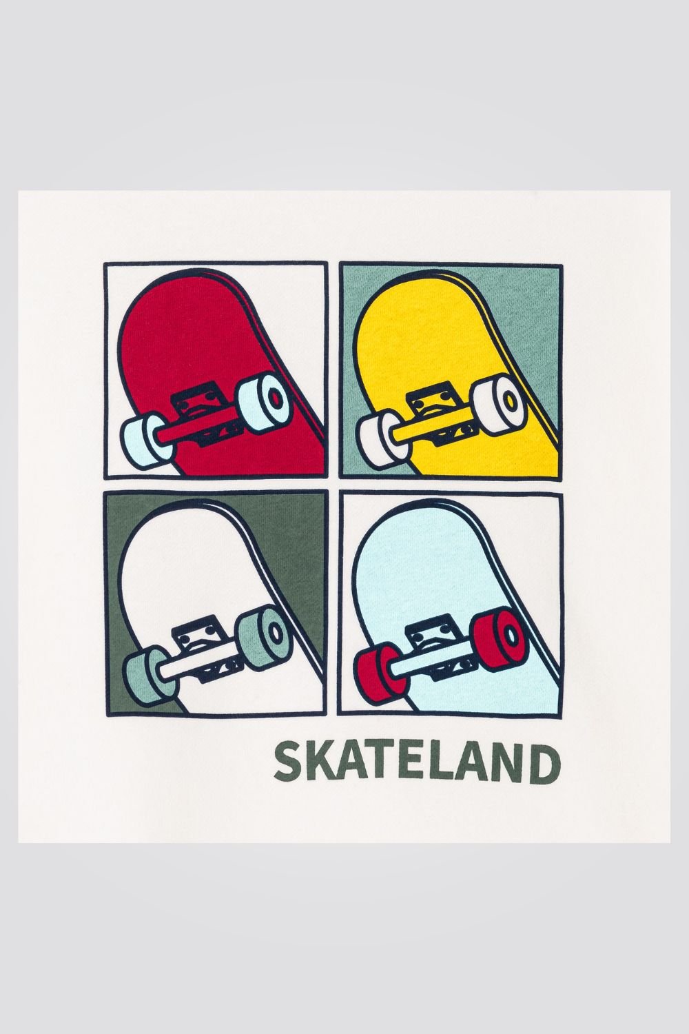 OKAIDI - סווטשירט ילדים לבן עם הדפס סקייטבורד - MASHBIR//365