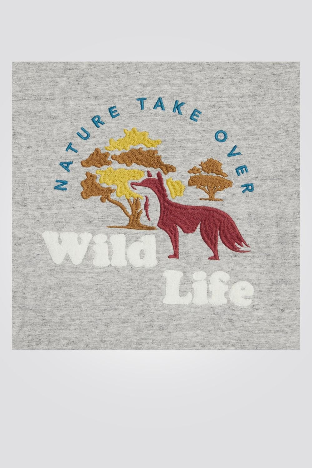 OKAIDI - סווטשירט ילדים עם קאפושון באפור אמריקאי עם ריקמת חיות בר - MASHBIR//365