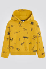 OKAIDI - סווטשירט ילדים עם קאפושון בצהוב והדפס כלי נגינה - MASHBIR//365
