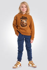 OKAIDI - סווטשירט ילדים עם קאפושון בקרמל עם ריקמת דב - MASHBIR//365
