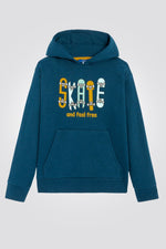 OKAIDI - סווטשירט ילדים עם קאפושון והדפס סקטים בכחול אקווה - MASHBIR//365