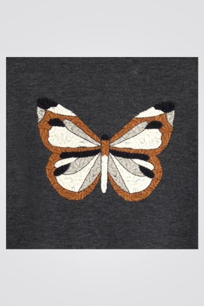 OKAIDI - סטוושירט ילדות אפור עם ריקמת פרפר חומה - MASHBIR//365