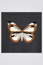 OKAIDI - סטוושירט ילדות אפור עם ריקמת פרפר חומה - MASHBIR//365