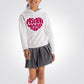 OKAIDI - סווטשירט ילדות באפור מלאנג' בהיר עם הדפס לב אדום - MASHBIR//365 - 1
