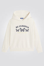 OKAIDI - סווטשירט ילדות קאפושון בצבע בז עם הדפס פרפרים - MASHBIR//365