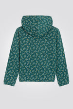 OKAIDI - סווטשירט ילדות עם רוכסן וקאפושון הדפס פרחים צבעוניים על ירוק - MASHBIR//365