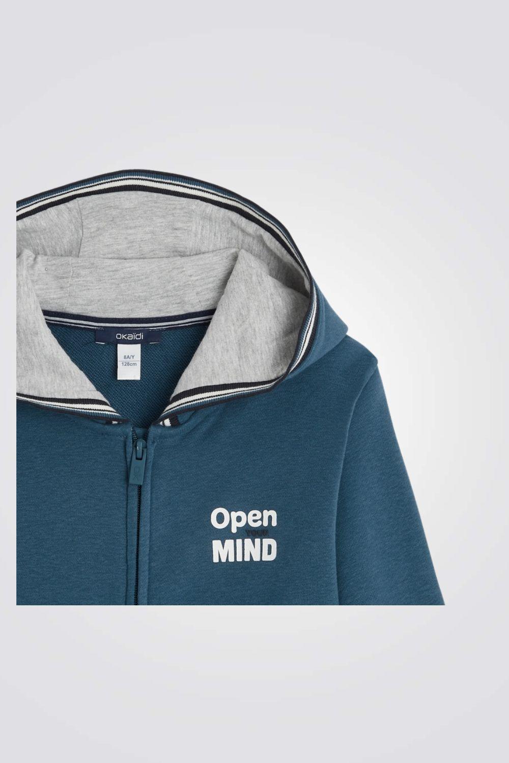 OKAIDI - סווטשירט קפוצ'ון צבע כחול לילדים - MASHBIR//365