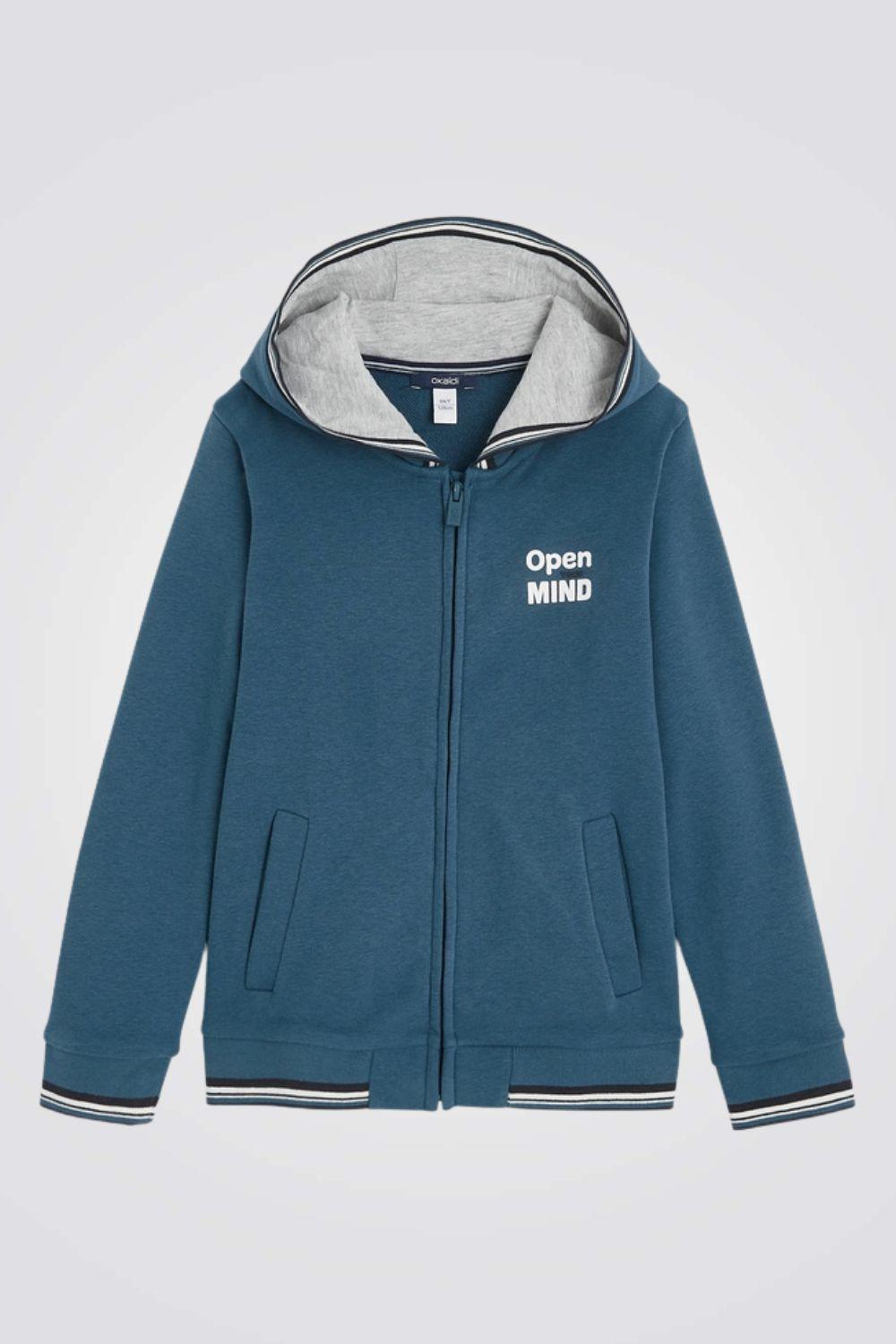 OKAIDI - סווטשירט קפוצ'ון צבע כחול לילדים - MASHBIR//365