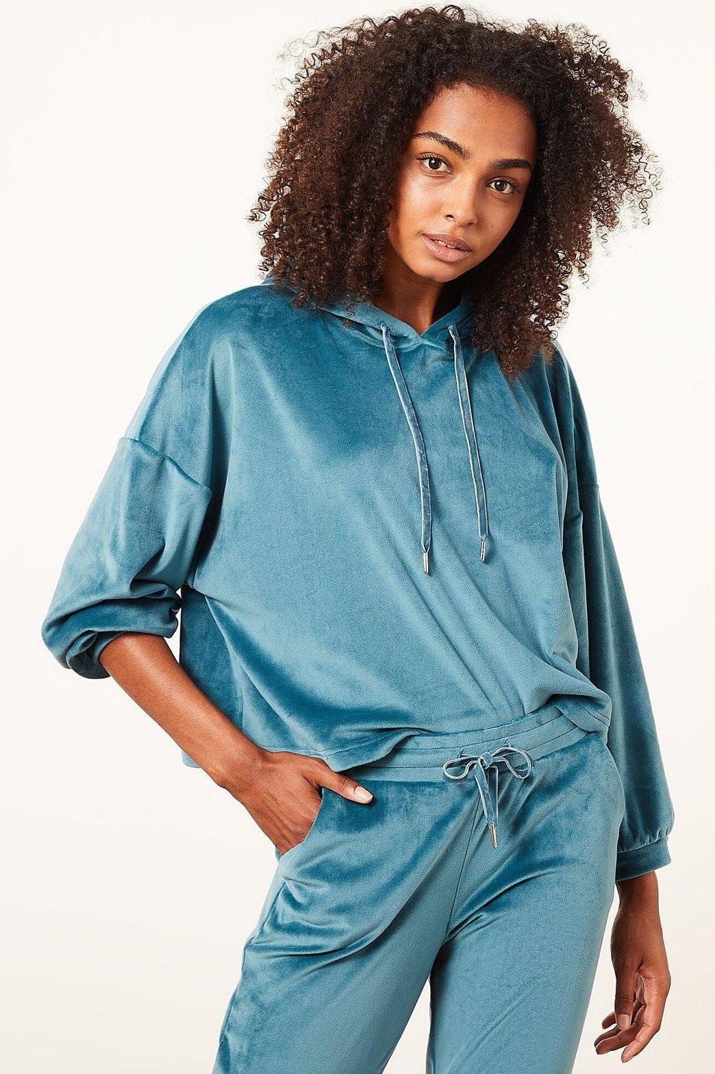 ETAM - סווטשירט קפוצ'ון קטיפתי YOLA כחול - MASHBIR//365