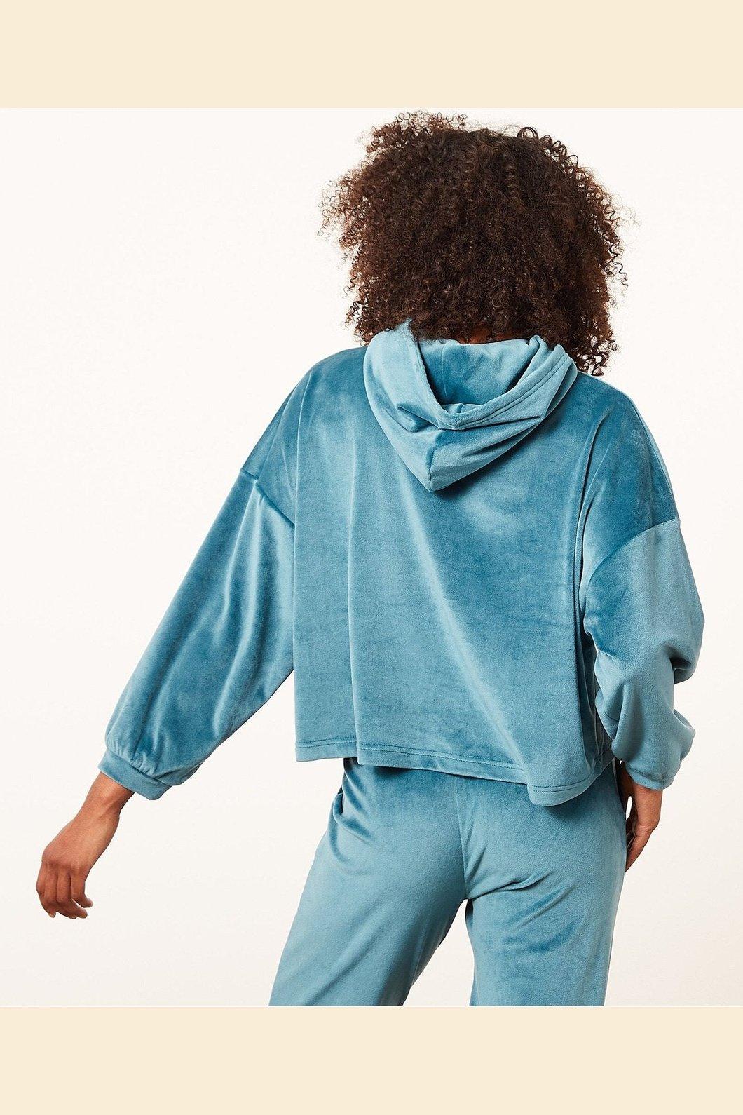 ETAM - סווטשירט קפוצ'ון קטיפתי YOLA כחול - MASHBIR//365