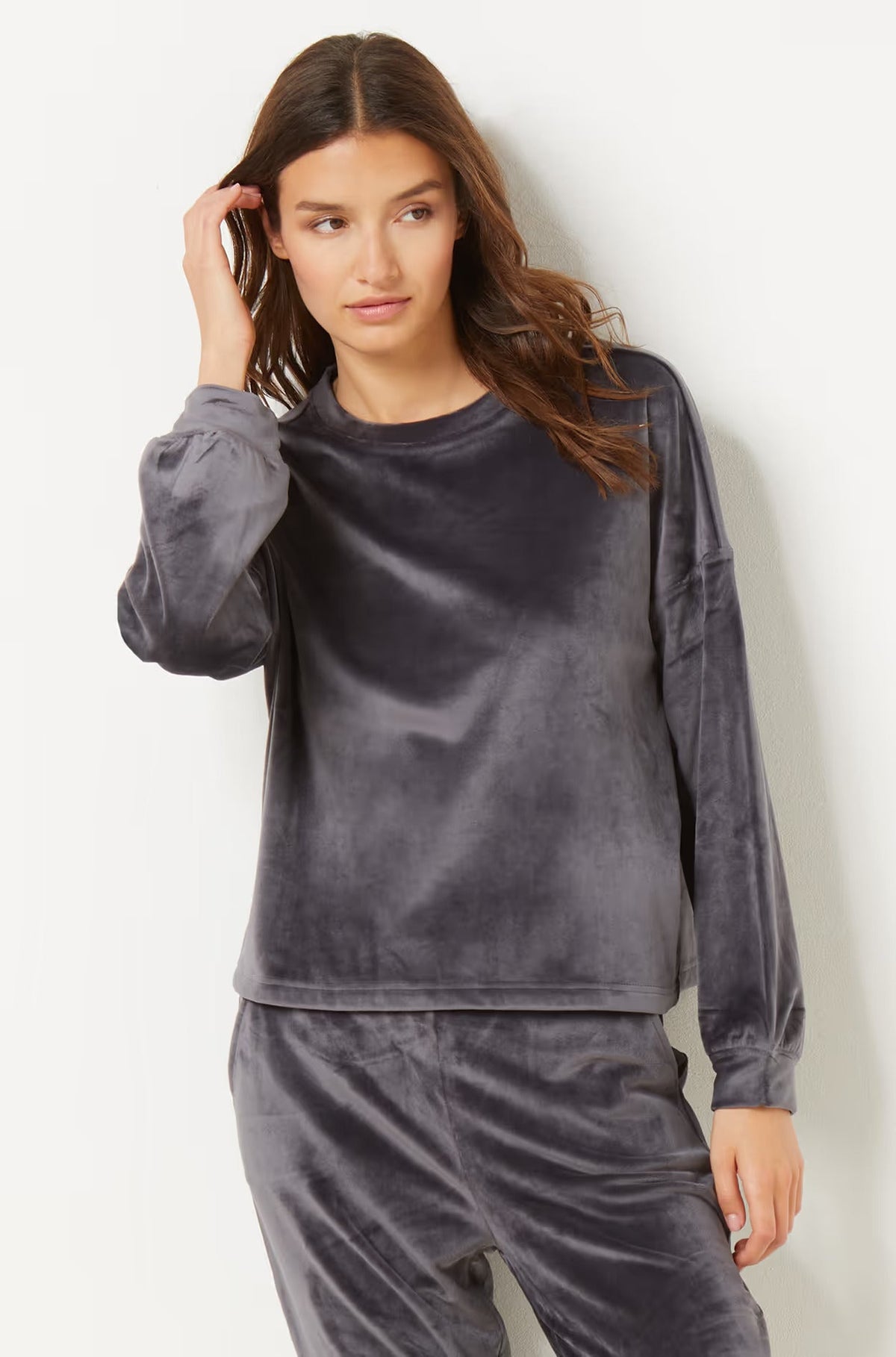 ETAM - סווטשירט קטיפתי DUNKAN בצבע אפור - MASHBIR//365