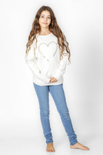 OKAIDI - סווטשירט לב רקום בצבע לבן לילדות - MASHBIR//365