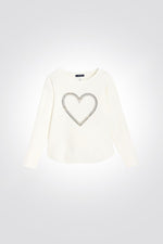 OKAIDI - סווטשירט לב רקום בצבע לבן לילדות - MASHBIR//365