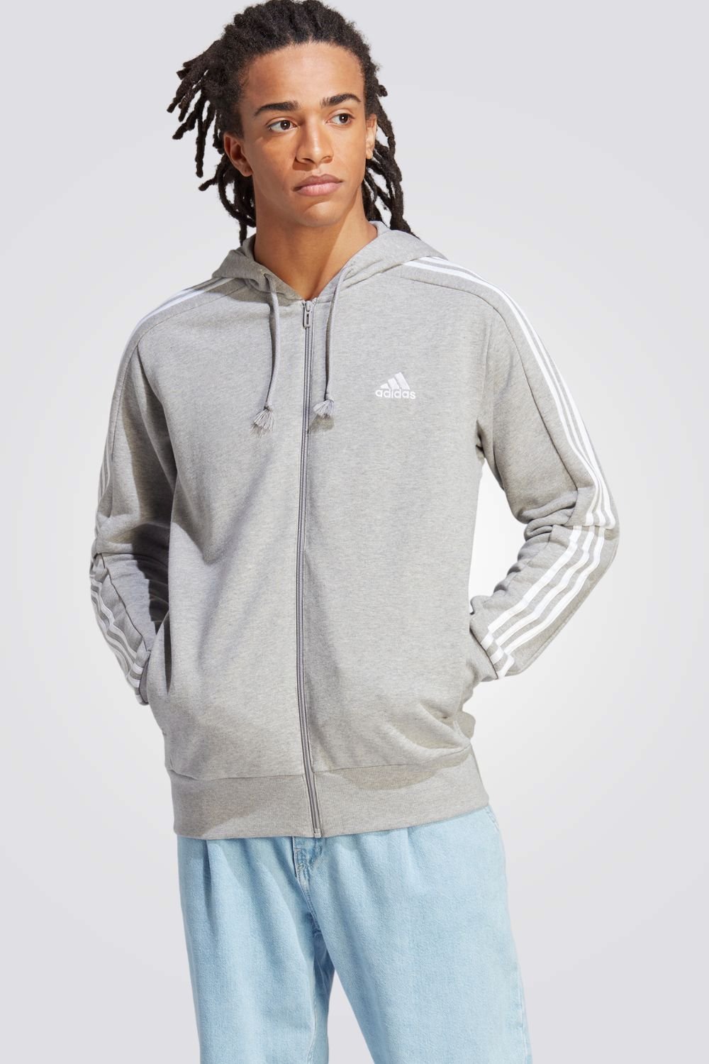 ADIDAS - סווטשירט לגברים 3S FZ בצבע אפור - MASHBIR//365