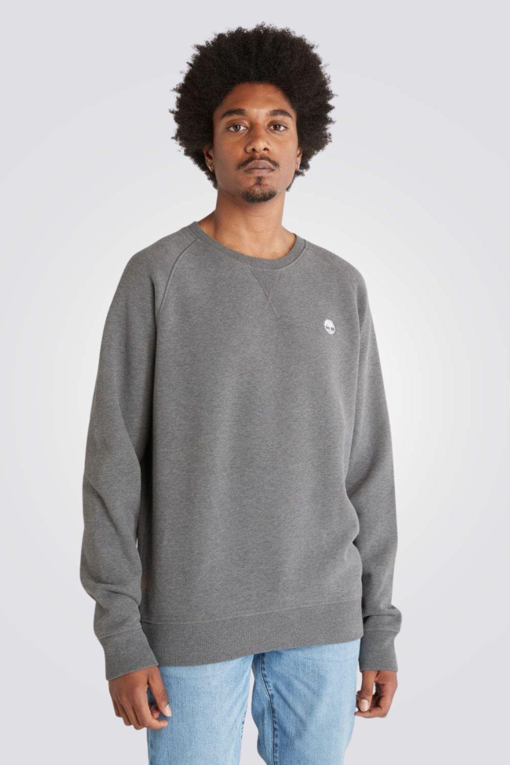 TIMBERLAND - סווטשירט חלק עם רקמת לוגו צבע אפור - MASHBIR//365