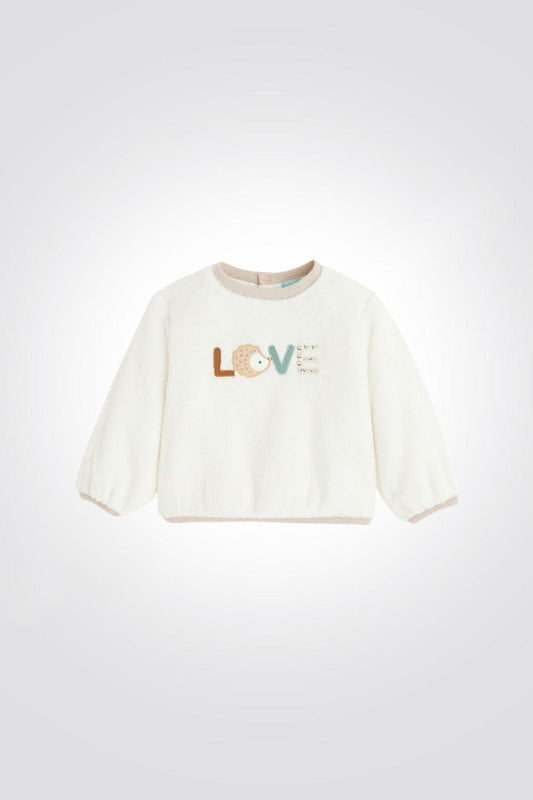 OBAIBI - סווטשירט LOVE בצבע לבן לתינוקות - MASHBIR//365
