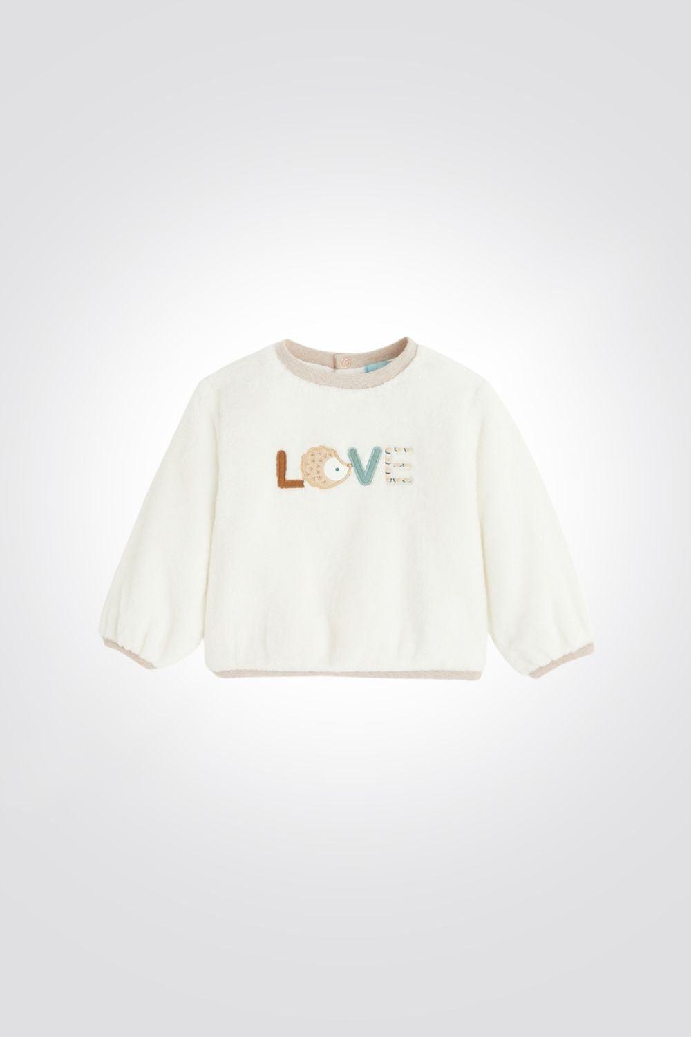 OBAIBI - סווטשירט LOVE בצבע לבן לתינוקות - MASHBIR//365