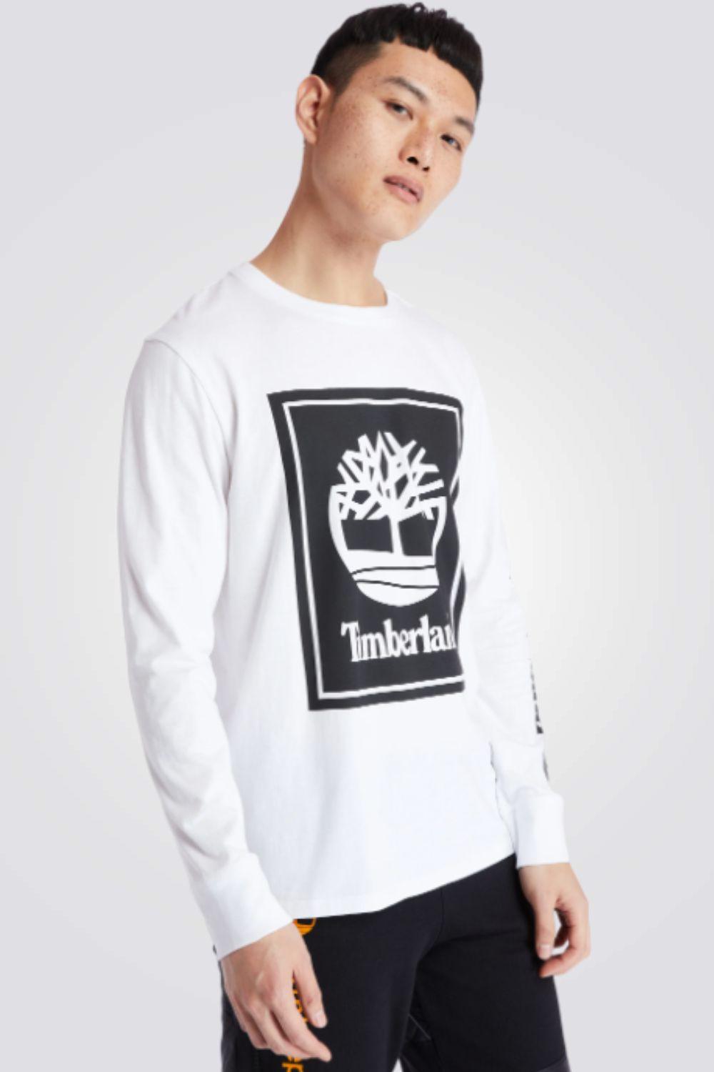 TIMBERLAND - סווטשירט LS STACK LOGO TEE צבע לבן - MASHBIR//365