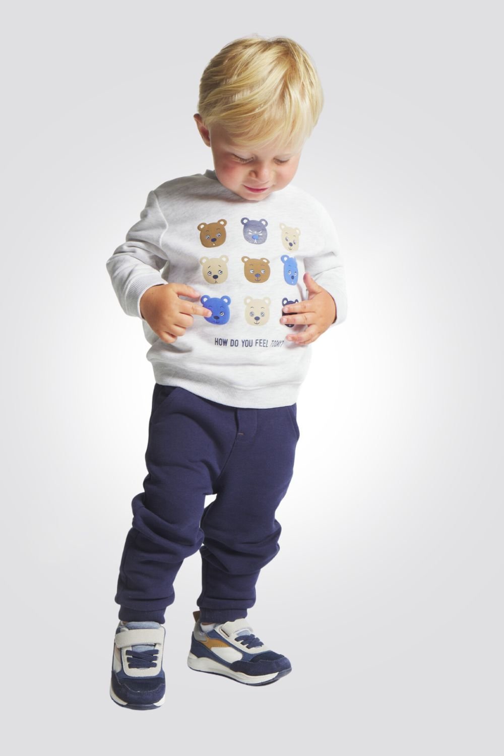 OBAIBI - סווטשירט לתינוקות בצבע אפור עם הדפס דובים צבעונים - MASHBIR//365