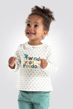 OBAIBI - סווטשירט לתינוקות מטלסה מעויינים עם הדפס קווים וריקמה קדימה - MASHBIR//365