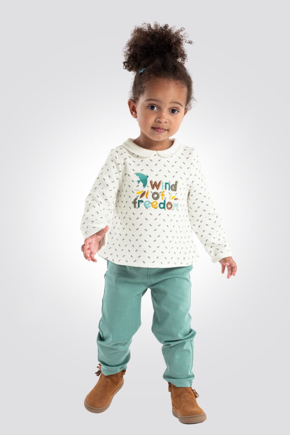 OBAIBI - סווטשירט לתינוקות מטלסה מעויינים עם הדפס קווים וריקמה קדימה - MASHBIR//365