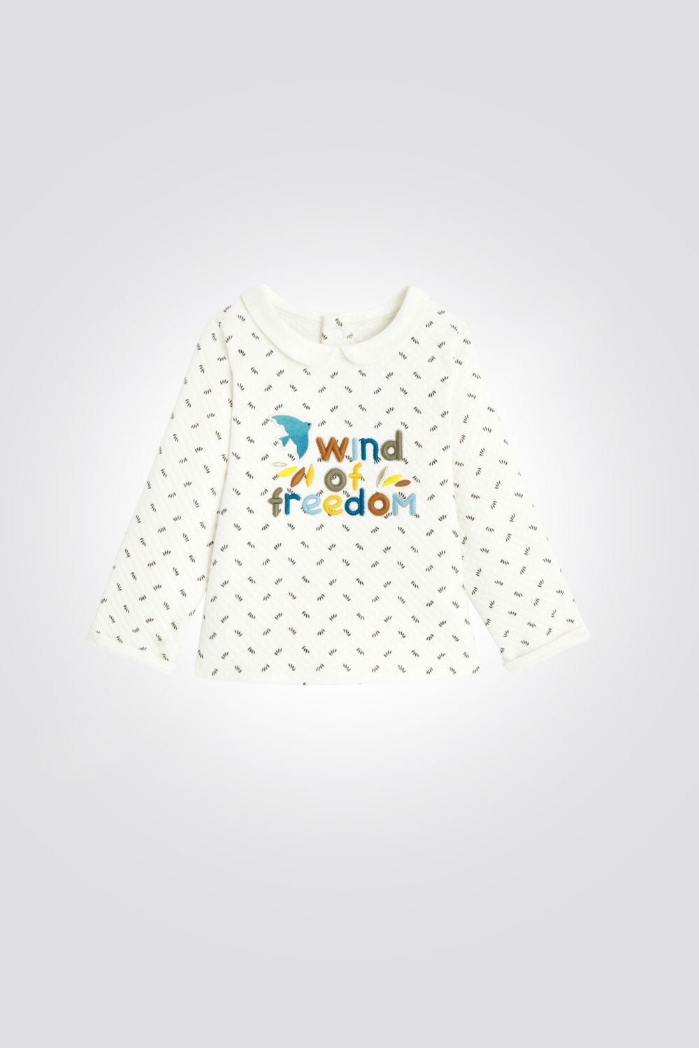 OBAIBI - סווטשירט לתינוקות מטלסה מעויינים עם הדפס קווים וריקמה קדימה - MASHBIR//365