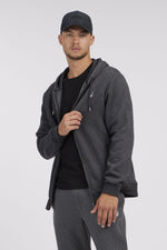 NAUTICA - סווטשירט לוגו עם רוכסן בצבע אפור כהה - MASHBIR//365