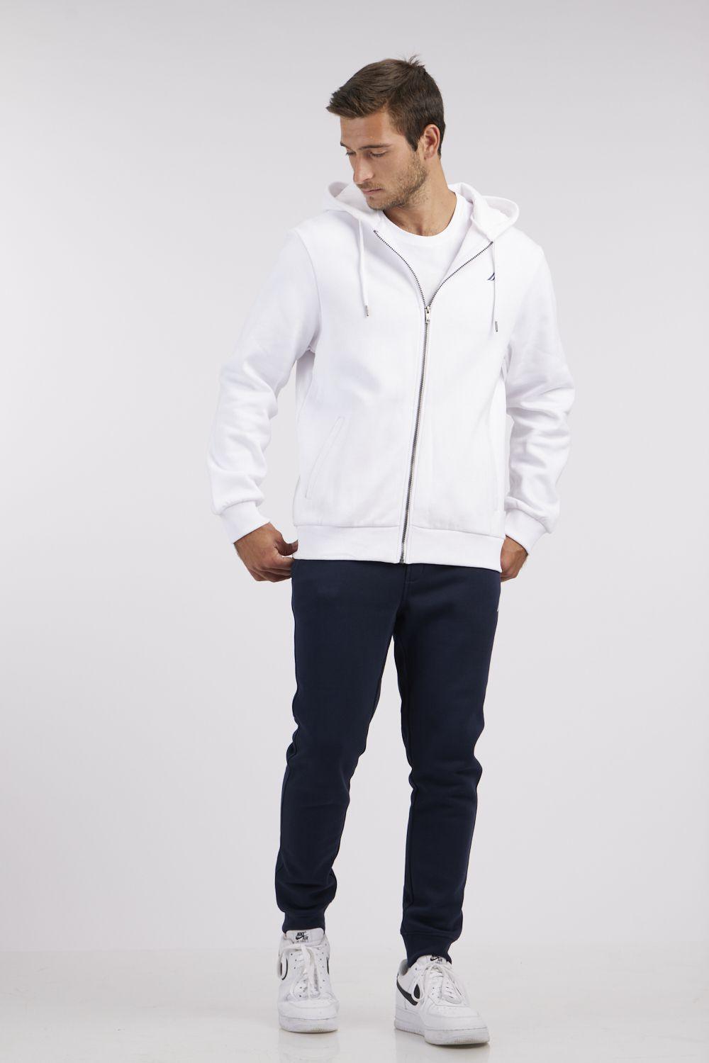 NAUTICA - סווטשירט לוגו עם רוכסן בצבע לבן - MASHBIR//365