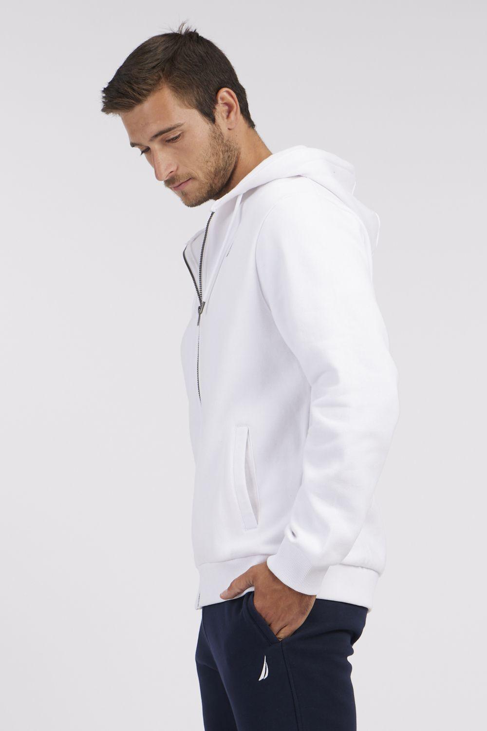 NAUTICA - סווטשירט לוגו עם רוכסן בצבע לבן - MASHBIR//365