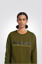 TIMBERLAND - סווטשירט לוגו מודפס בצבע זית - MASHBIR//365