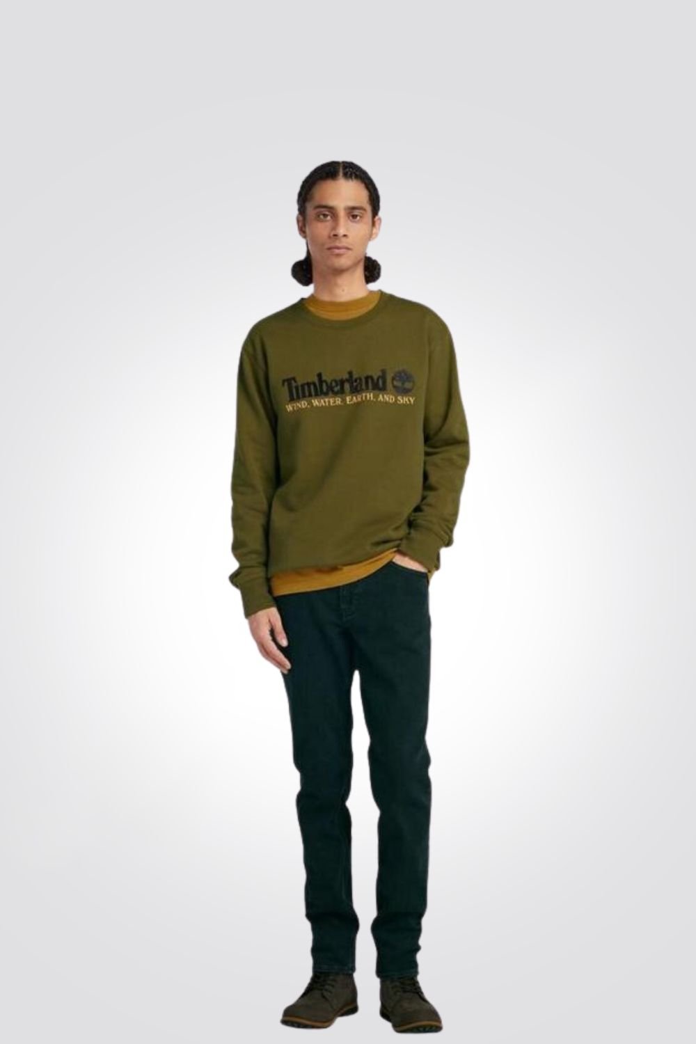 TIMBERLAND - סווטשירט לוגו מודפס בצבע זית - MASHBIR//365