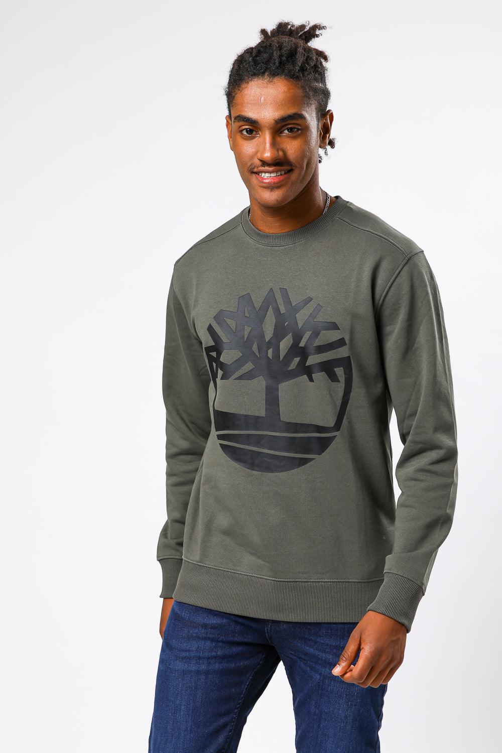 TIMBERLAND - סווטשירט לוגו מודפס ירוק זית - MASHBIR//365