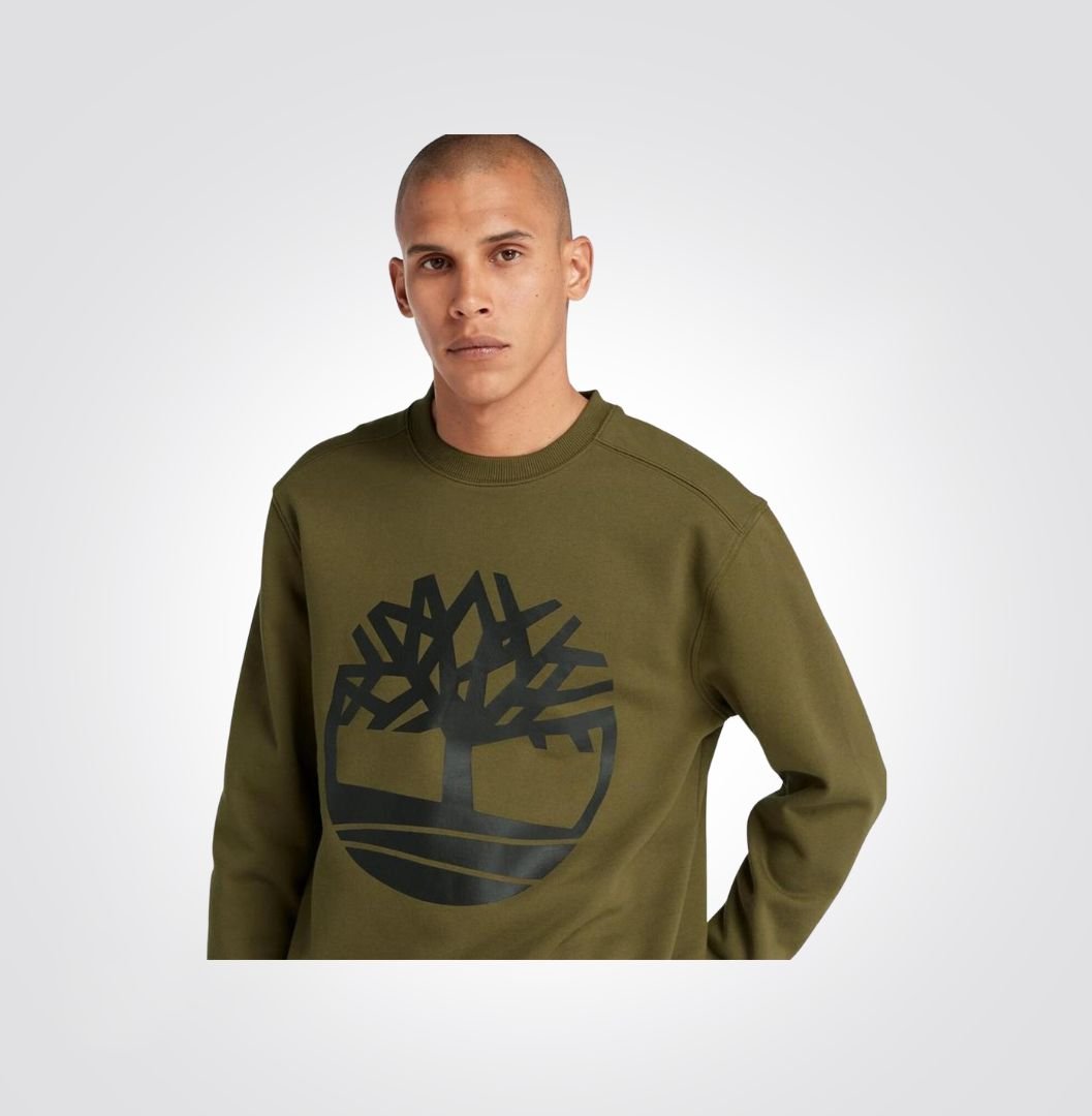 TIMBERLAND - סווטשירט לוגו מודפס ירוק זית - MASHBIR//365