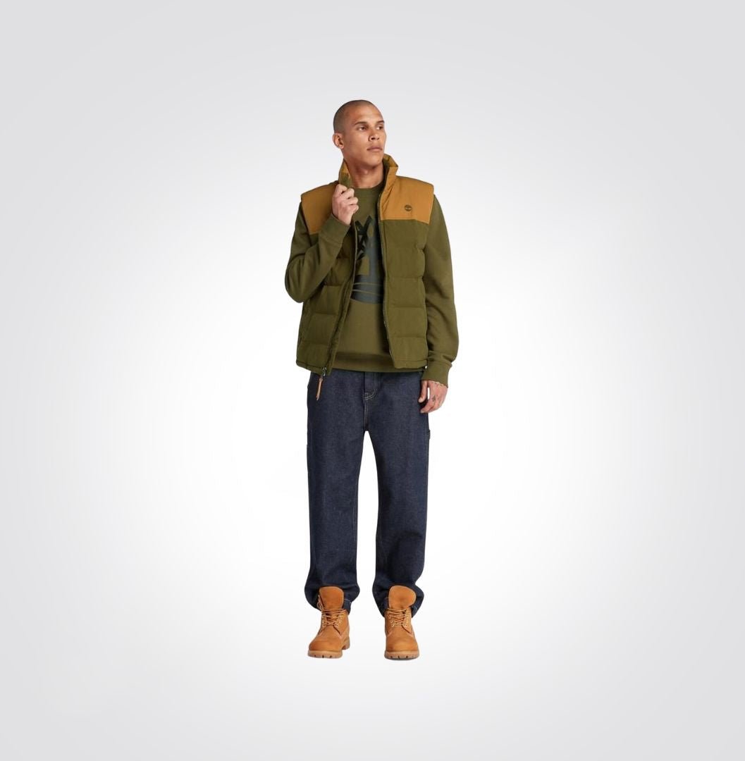 TIMBERLAND - סווטשירט לוגו מודפס ירוק זית - MASHBIR//365