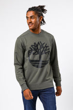 TIMBERLAND - סווטשירט לוגו מודפס ירוק זית - MASHBIR//365