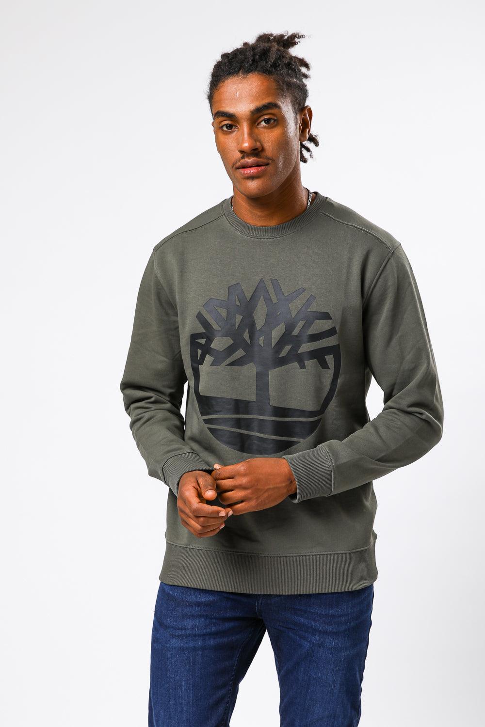 TIMBERLAND - סווטשירט לוגו מודפס ירוק זית - MASHBIR//365