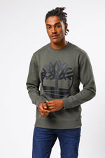 TIMBERLAND - סווטשירט לוגו מודפס ירוק זית - MASHBIR//365