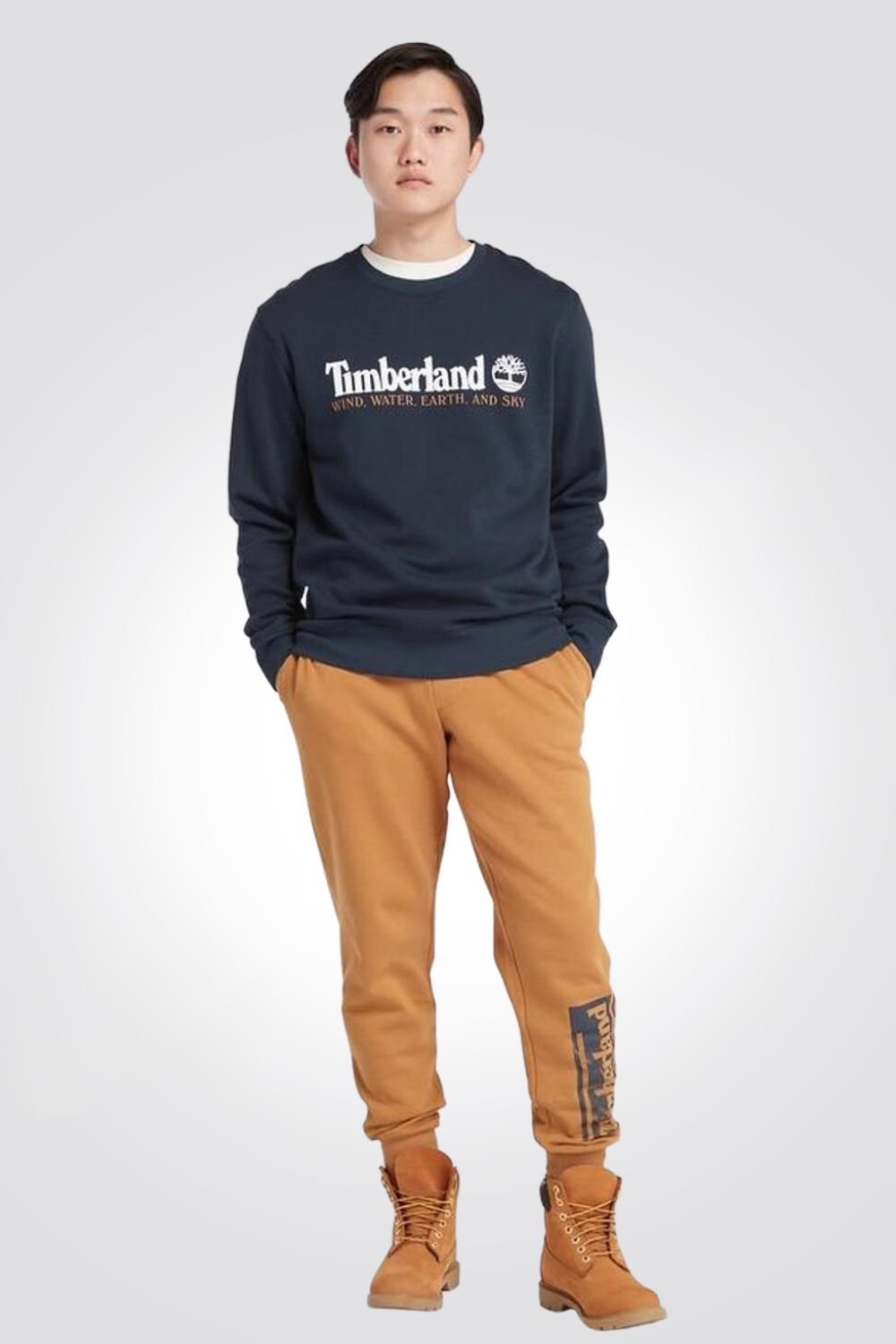 TIMBERLAND - סווטשירט לוגו מודפס כחול - MASHBIR//365