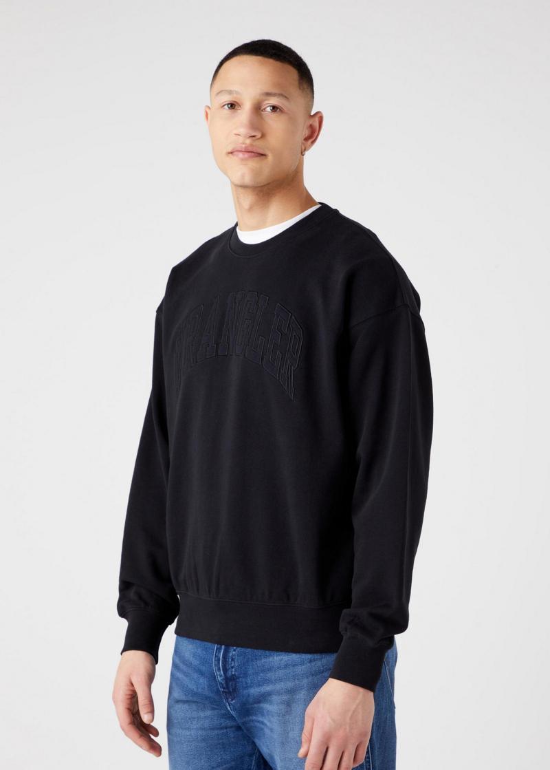 WRANGLER - סווטשירט לוגו רקום בצבע שחור - MASHBIR//365
