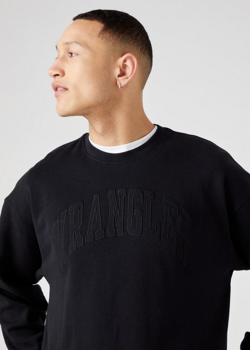 WRANGLER - סווטשירט לוגו רקום בצבע שחור - MASHBIR//365