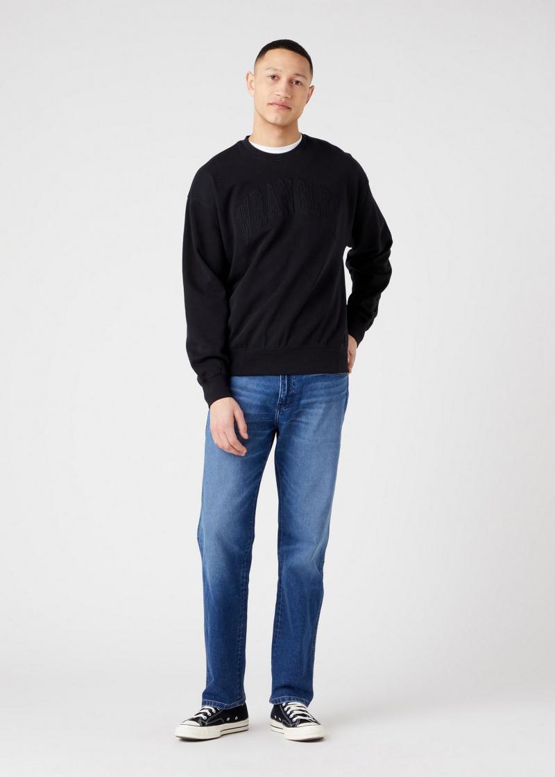 WRANGLER - סווטשירט לוגו רקום בצבע שחור - MASHBIR//365