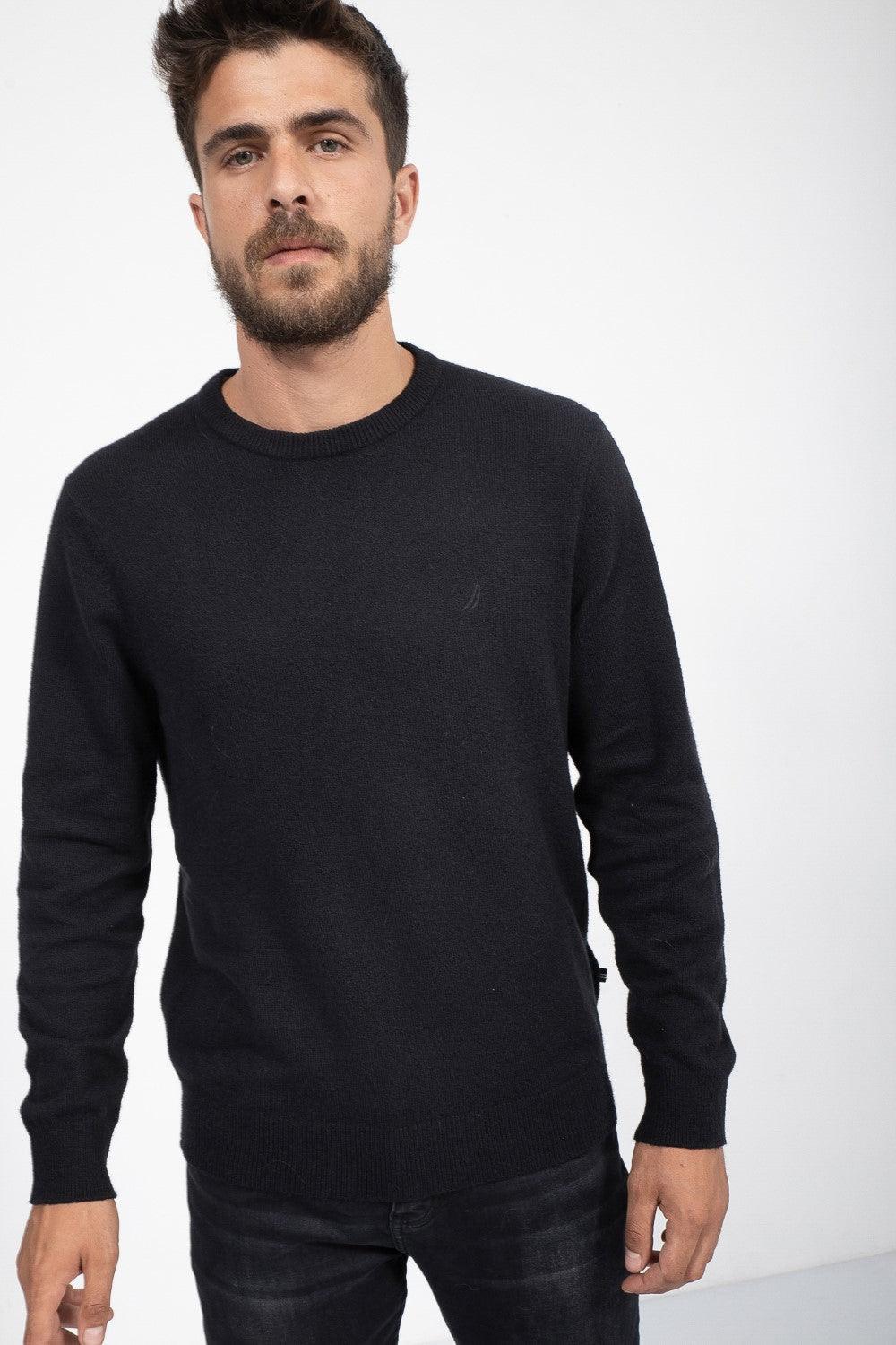 NAUTICA - סווטשירט עם לוגו רקום בצבע שחור - MASHBIR//365