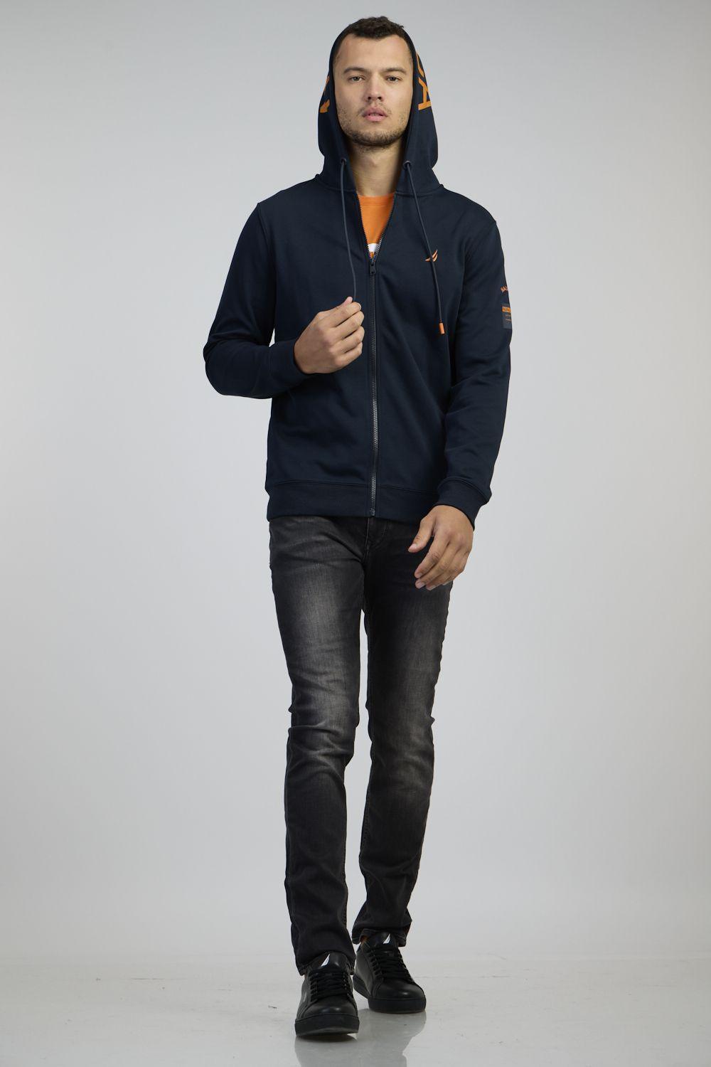 NAUTICA - סווטשירט עם רוכסן בצבע נייבי וכתום - MASHBIR//365