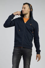 NAUTICA - סווטשירט עם רוכסן בצבע נייבי וכתום - MASHBIR//365