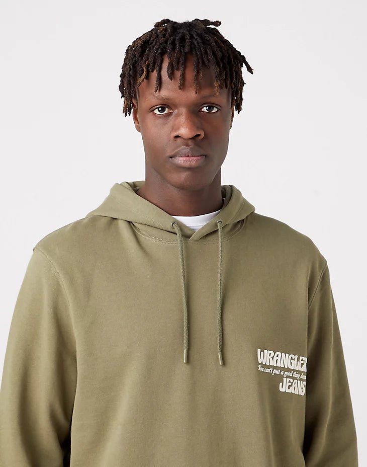 WRANGLER - סווטשירט עם כובע בצבע ירוק זית - MASHBIR//365