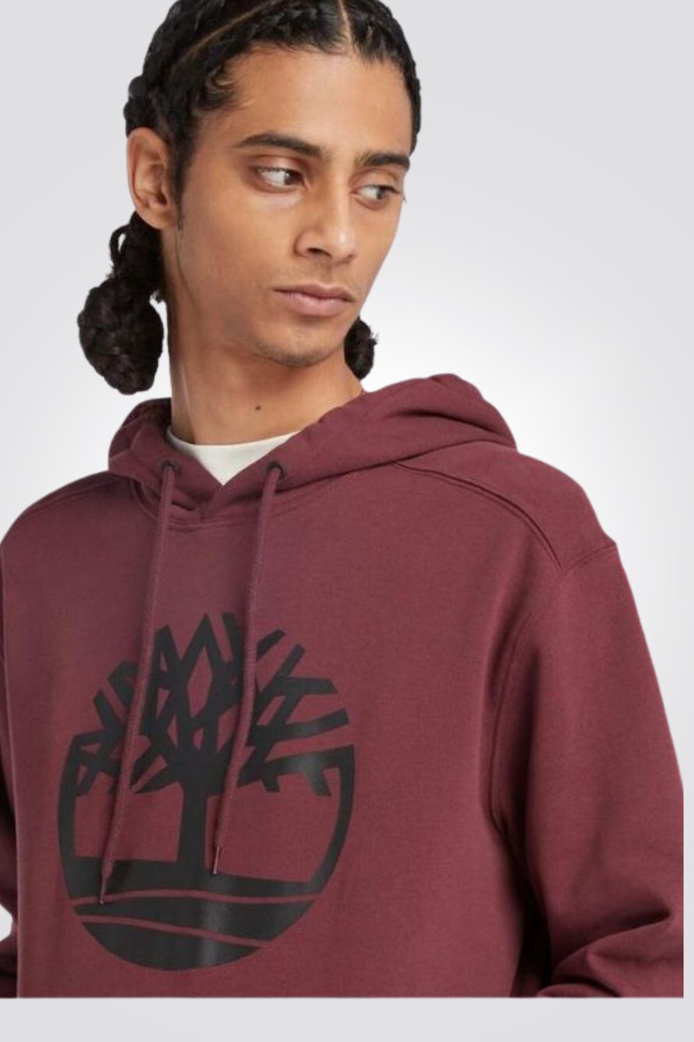 TIMBERLAND - סווטשירט עם כובע קפוצ’ון והדפס לוגו בצבע בורדו - MASHBIR//365