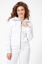 KENNETH COLE - סווטשירט עם צווארון ארוך בצבע לבן - MASHBIR//365