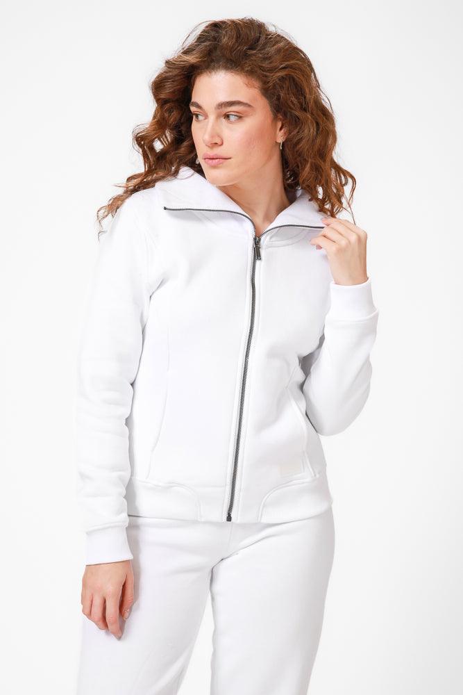 KENNETH COLE - סווטשירט עם צווארון ארוך בצבע לבן - MASHBIR//365