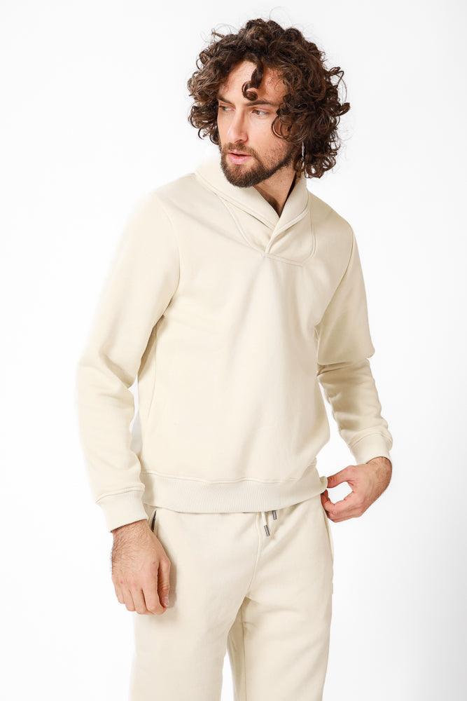 KENNETH COLE - סווטשירט עם צווארון שאל בצבע לבן - MASHBIR//365